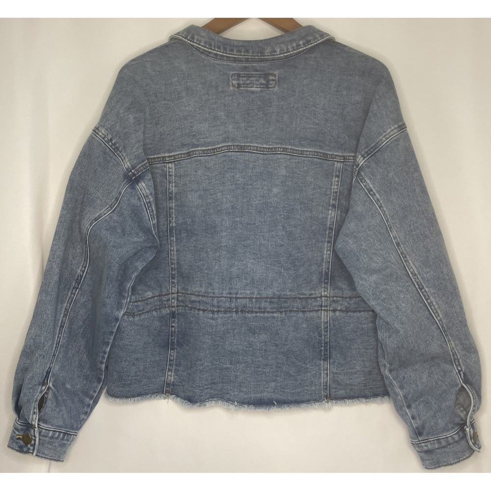 Womens Maurices Jean Denim Jacket Plus 0X Stretch Raw Hem Cowgirl Cinch Waist - Picture 9 of 16